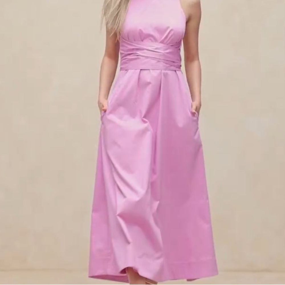 NWT BANANA REPUBLIC STRETCH-COTTON POPLIN MAXI‎ DRESS - Picture 6 of 6